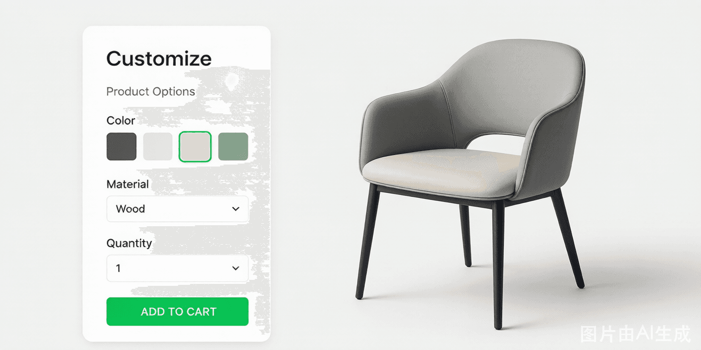 3D configurator product experience on an interactive product detail page