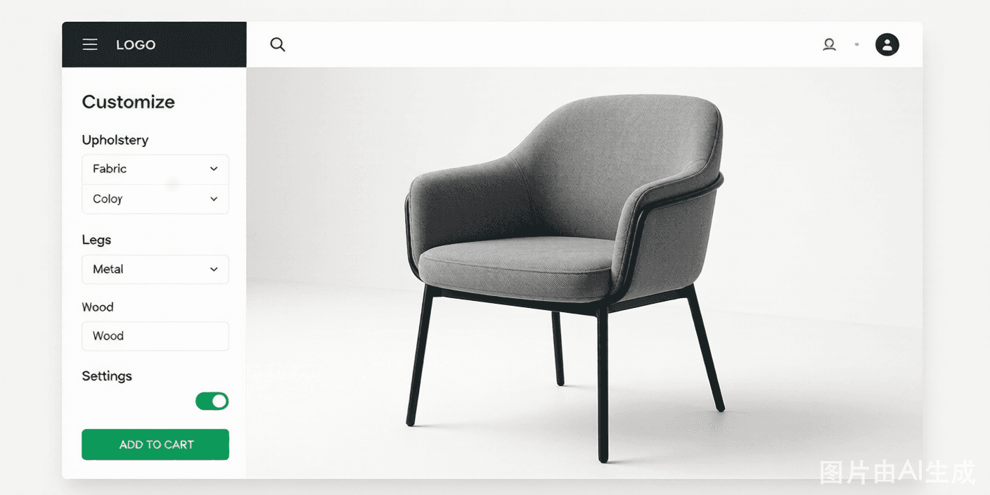 Interactive 3D product configurator interface by 3D Product Config