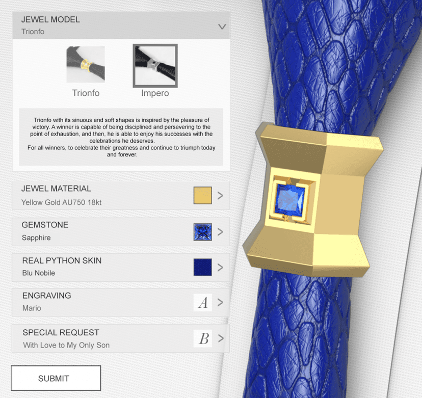 Jewelry 3D configurator